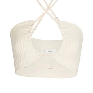 ALC Ana Strappy Ribbed Bra Crop Top In Ivory Size Medium